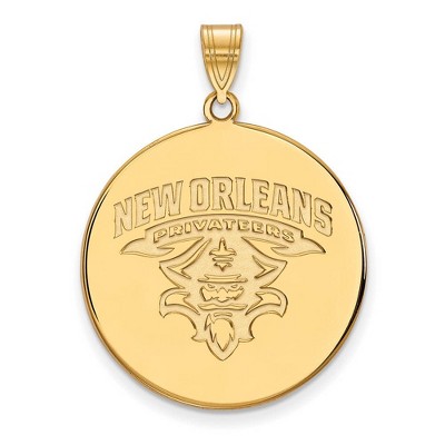 Black Bow Jewelry 10k Yellow Gold New Orleans Privateers NCAA Extra Large Pendant
