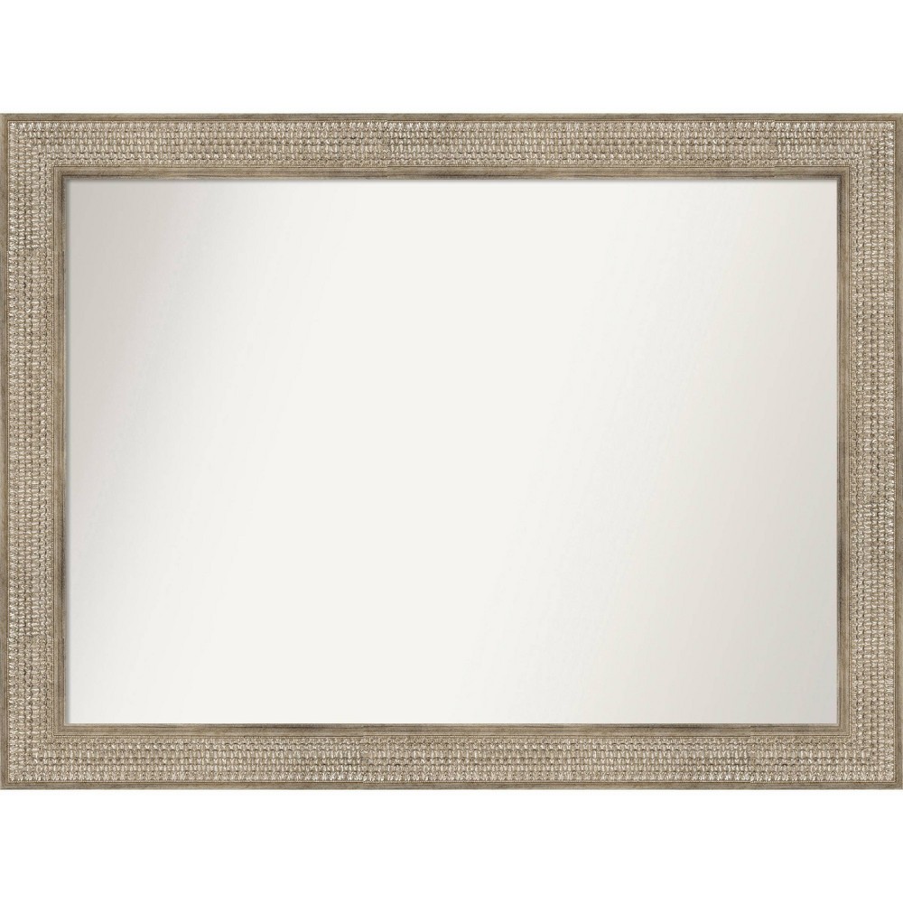 Photos - Wall Mirror Amanti Art 44"x33" Non-Beveled Trellis Silver Wood  : Modern Design, Includes Mounting Hardware
