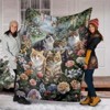 Cozy Flannel Car Nap Blanket with Cute Cat and Floral Design, Perfect for All Seasons, Christmas Gift. - 2 of 4