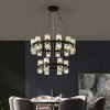 PAKOKULA Modern 36-Light Black 2-Tier Wagon Wheel Chandelier with Clear Cystal Shades with bulbs included - 2 of 4