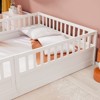 VYNXARIA White Wooden Floor Bed Frame Full Size with Ultra - High Safety Barrier and Door, Ideal for Children's Rooms and Bedrooms - 4 of 4