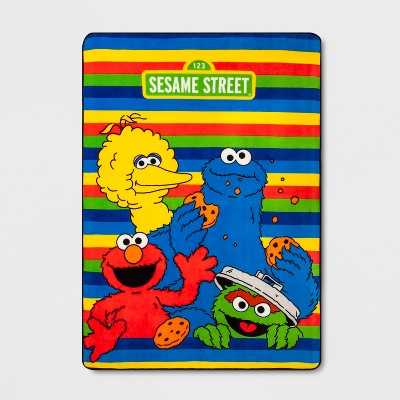 sesame street characters fleece throw blanket