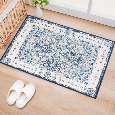 Bohemian Blue Distressed Medallion 2' x 3' Synthetic Area Rug