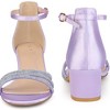 Perphy Women's Satin Rhinestone Buckle Ankle Strap Chunky Heel Sandals - 2 of 4