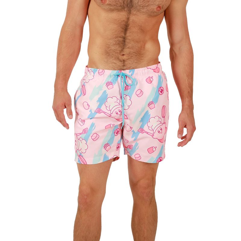 Kirby Chef Kirby Men's Pink Board Swim Shorts, 3 of 5