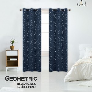 Deconovo 42-Inch Silver Geometric Blackout Curtain Panels (2 Panel) - 1 of 4