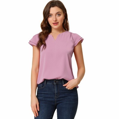 INSPIRE CHIC Women's Work Business Casual Plain Cap Sleeve Blouse