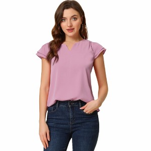 INSPIRE CHIC Women's Work Business Casual Plain Cap Sleeve Blouse - 1 of 4