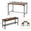FurnitureR 3-Piece Dining Table Set for 4, Farmhouse Kitchen Table with 2 Benches and Storage Shelf, Breakfast Nook Table and Bench Set, Brown - 2 of 4