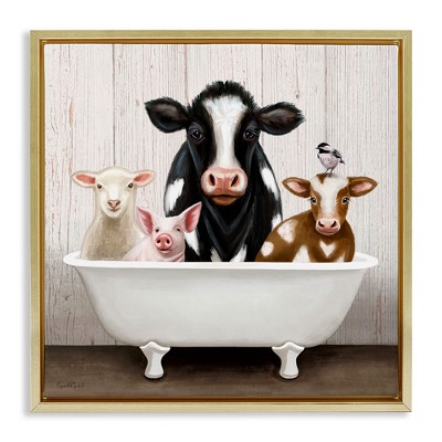 Stupell Industries Country Animals Farmhouse Claw Bathtub, 25" x 25"