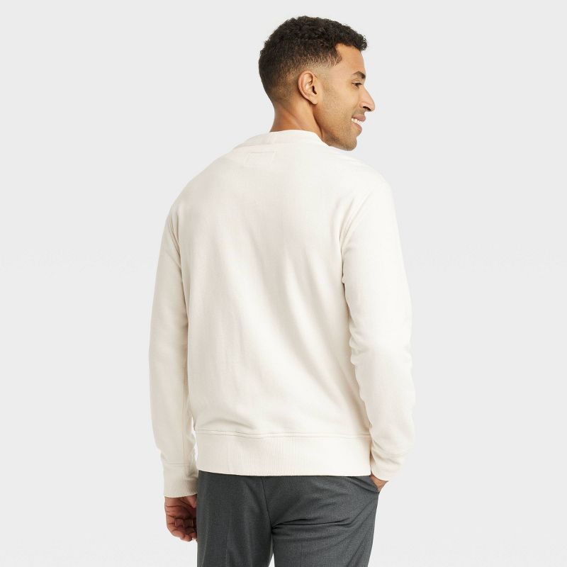 Men&#39;s V-Neck French Terry Cardigan - Goodfellow &#38; Co&#8482; Ivory, 3 of 5