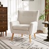Mid-Century Modern Granular Plush Fabric Button-Tufted Accent Chair with Rubber Wood Legs and High Rebound Cushion - 2 of 4