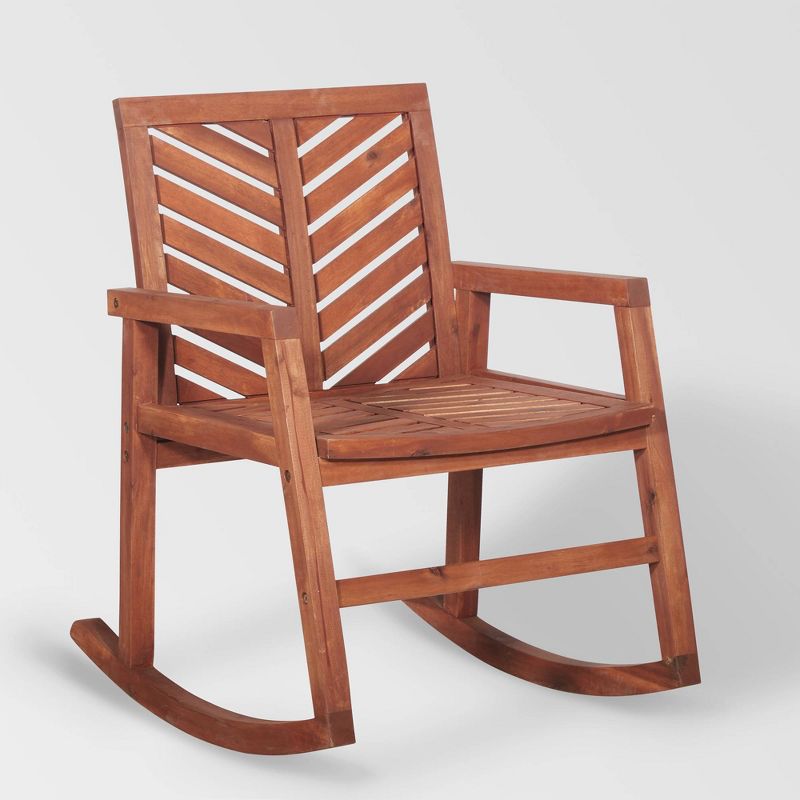 Slatted Chevron Acacia Wood Patio Rocking Chair - Saracina Home, 1 of 9