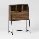 Loring Wood Secretary Desk with Hutch and Charging Station Walnut - Threshold™