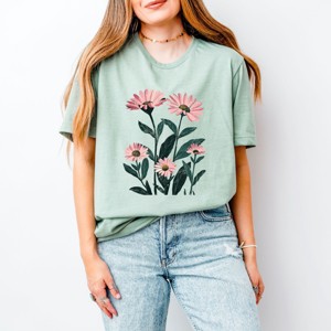 Simply Sage Market Pink Daisies Watercolor Short Sleeve Tee - 1 of 4