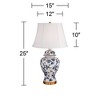 Barnes and Ivy Clarissa 25" High Traditional Table Lamps Set of 2 Blue and White Rose Vine Ceramic Living Room Bedroom Bedside Nightstand House Office - 4 of 4