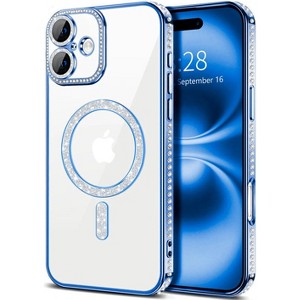 Entronix [Magnetic] Case Compatible with iPhone 16 - [Clear Back] Luxury Diamonds - 1 of 4