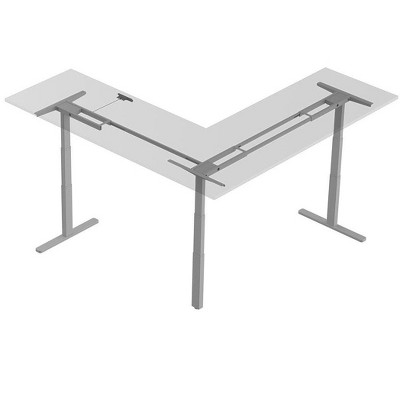 ErgoFlex Gray Triple-Motor L-Shaped Adjustable Sit-Stand Desk Frame