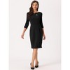 INSPIRE CHIC Women's 3/4 Sleeve Split Neck Wear to Work Business Sheath Dresses - 4 of 4