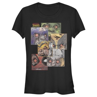 Juniors Womens Marvel Zombies Hero Squares T-shirt : Target