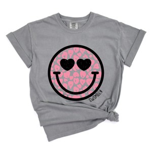 S.W.Smiley Leopard Heart Eyes Smiley - Women's Garment Dyed Graphic T-Shirt - 1 of 4