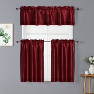 Kate Aurora Parisian Living Complete 3 Piece Lightweight Sheer Cafe Kitchen Curtain Tier & Valance Set - 1 of 4