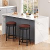 Swivel Bar Stools, 24" Round Bar Chairs, Backless Modern Breakfast Chairs with PU Leather Upholstered for Kitchen Islands, Bar, Cafe - 3 of 4