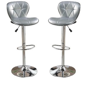 Sapphtopaz Modern Bar Stools Set of 2 PU Upholstered Counter Height Barstools with Chrome Base Adjustable Height Barstools for Kitchen Island - 1 of 4