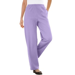 Woman Within Plus Size 7-Day Knit Ribbed Straight Leg Pant - 1 of 4