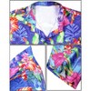 HAPPY BAY Men's Hawaiian Shirts Short Sleeve Button Down Shirt Floral Shirt Men Casual Vacation Tropical Island Shirts for Men S Rosa Sinensis, Blue - 3 of 4