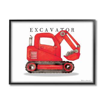 Stupell Industries Red Excavator Truck Traditional Construction Vehicle