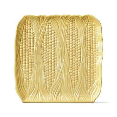 TAG Corn on Cobb Textured Ceramic Yellow Platter Dishwasher Safe, 12.5L x12.5W x 1.1H