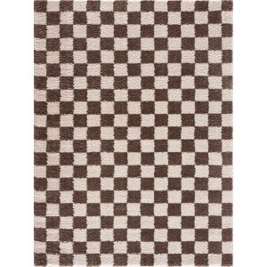 Hauteloom Canika Brown Washable Checkered Area Rug - 1 of 4