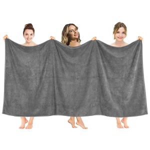 American Soft Linen 100% Cotton Oversized Bath Sheet, 40 in by 80 in Bath Towel Sheet, Dark Gray - 1 of 4