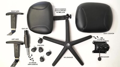 Ergonomic Black Leather Task Chair with Adjustable Arms