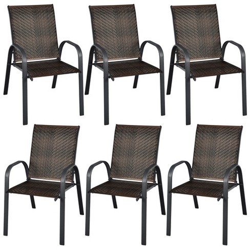 Set Of 4 Patio Dining Chairs With All-Weather Wicker And Soft Zippered Cushion