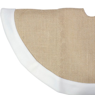Northlight 20" Beige Burlap Mini Christmas Tree Skirt with Fleece Border