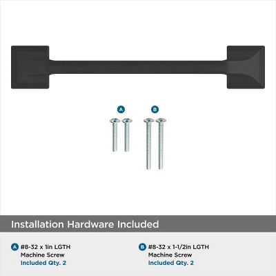 Matte Black 5-1/16 inch Modern Cabinet Pull with Mounting Hardware