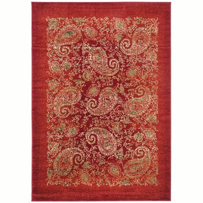 Lyndhurst Red and Multicolor Synthetic Rectangular Area Rug