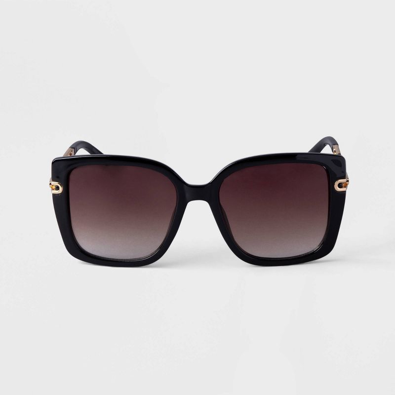 Women&#39;s Oversized Square Sunglasses - A New Day&#8482; Black, 1 of 3