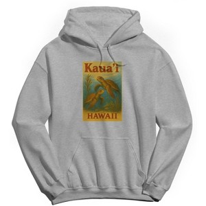 Rerun Island Men's Kauai Hawaii Turtles Long Sleeve Graphic Cotton Sweatshirt Hoodie - 1 of 4