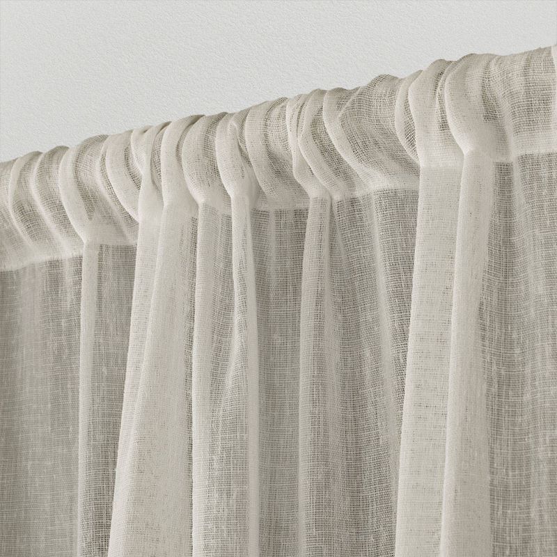 Set of 2 Belgian Textured Linen Rod Pocket Sheer Window Curtain Panels - Exclusive Home, 4 of 9