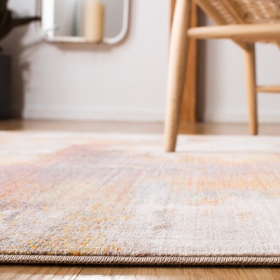 Rust and Gold Hand-Knotted Synthetic Runner Rug