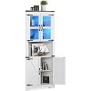 Coucheta Farmhouse Corner Hutch with Lights, Glass Doors & Adjustable Shelves, 67’‘ Tall, Warm Wood Finish - 2 of 4