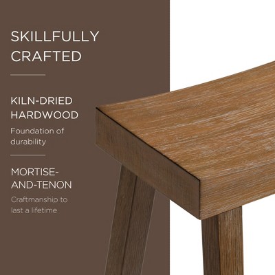 Antiqued Natural Wooden Saddle Counter Stool