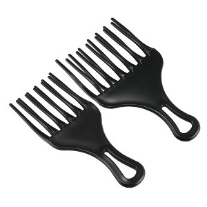 Unique Bargains Afro Hair Pick Comb Large and Small Hair Fork Comb Hairdressing Styling Tool for Curly Hair for Men Women Plastic Black 2 Pcs - 1 of 3