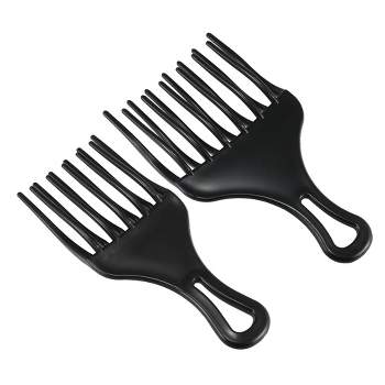 Unique Bargains Afro Hair Pick Comb Large and Small Hair Fork Comb Hairdressing Styling Tool for Curly Hair for Men Women Plastic Black 2 Pcs