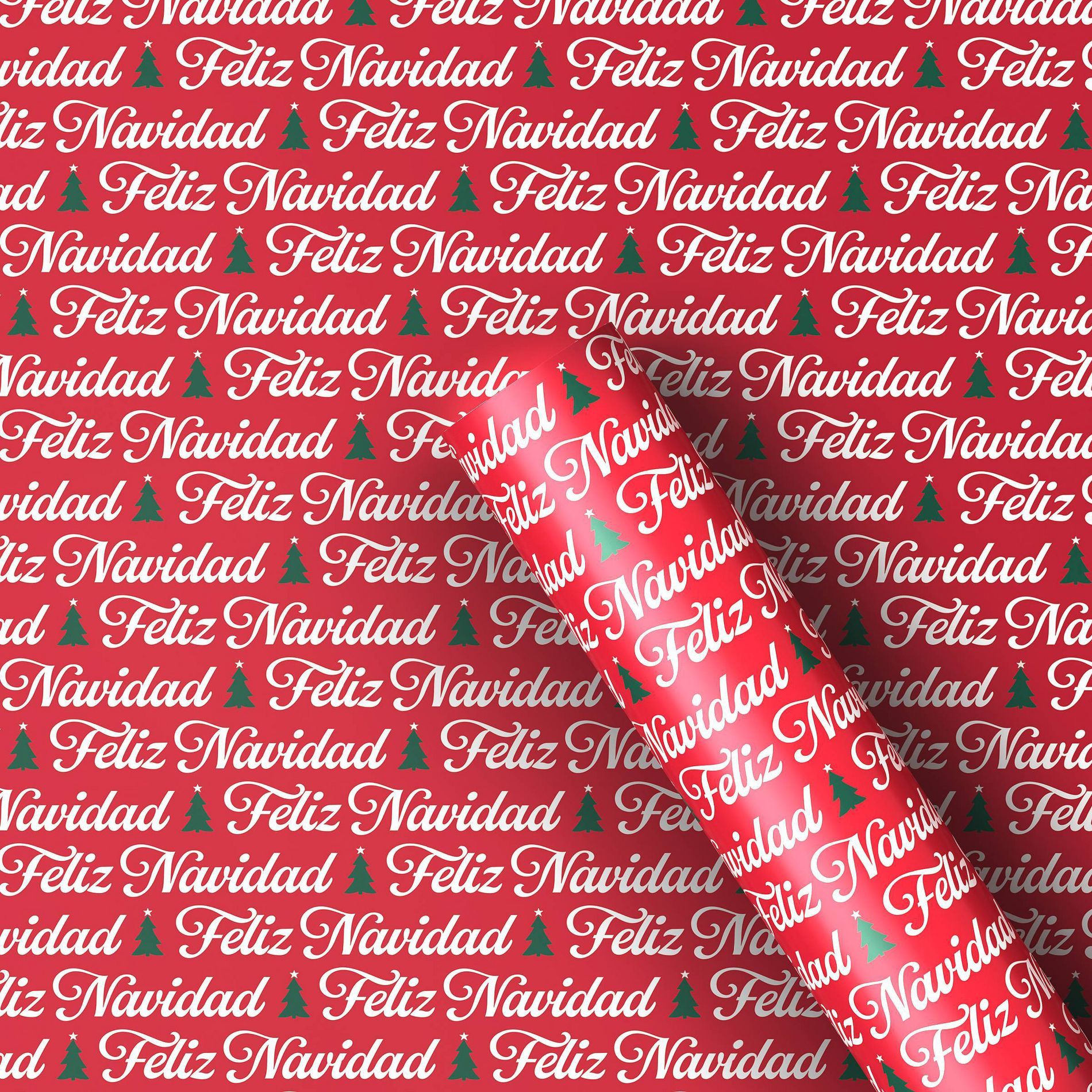 30" 50 sq ft Christmas Gift Wrapping Paper Feliz Navidad on Red - Wondershop™