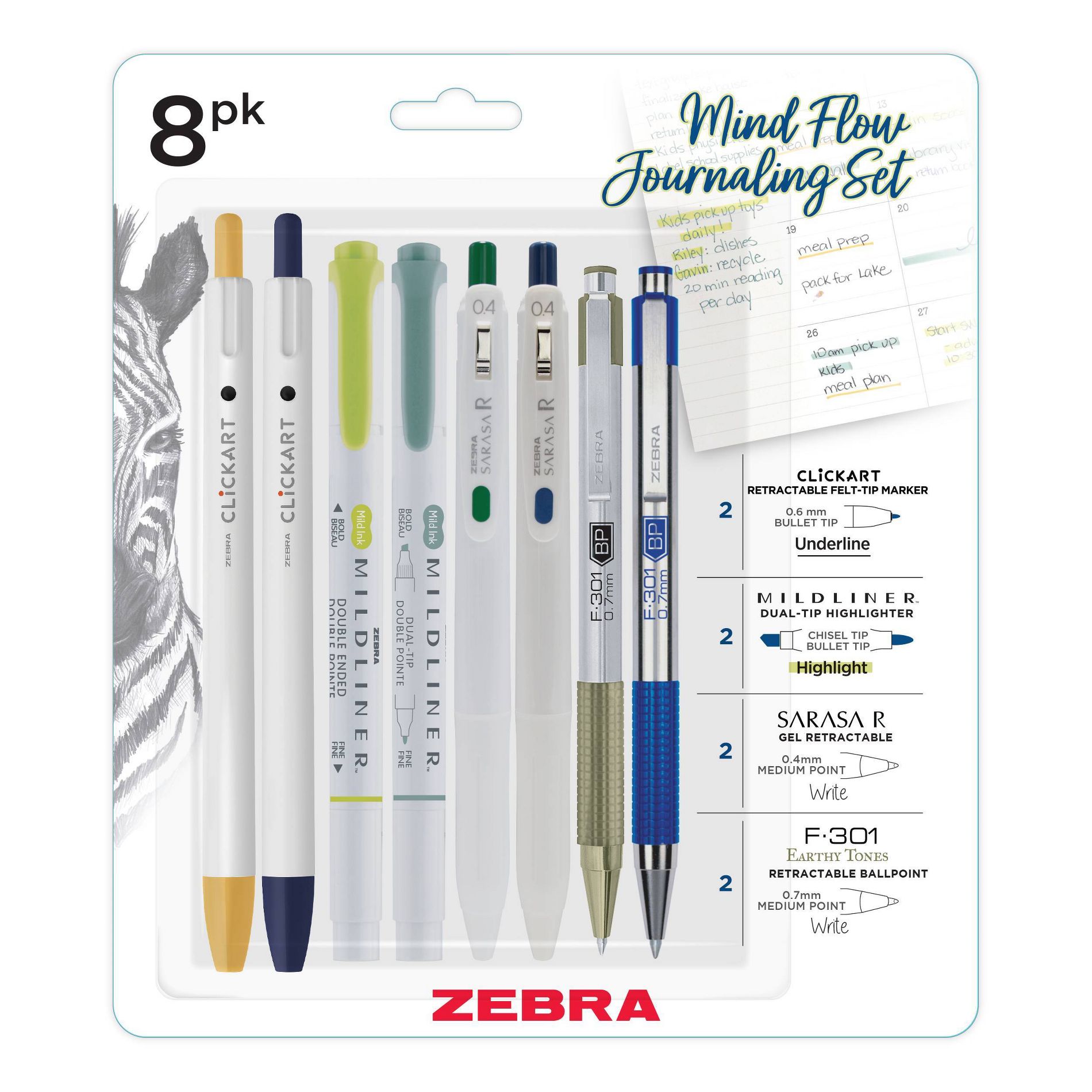 Zebra 8ct Mind Flow Journaling Set