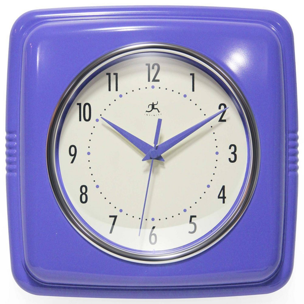 Photos - Wall Clock 9.25" Square Retro  Periwinkle Blue - Infinity Instruments